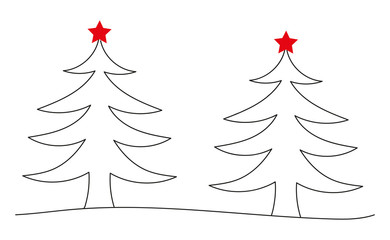 Weihnachtsbäume mit roten Sternen