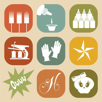 Tattoo Icons Flat Design