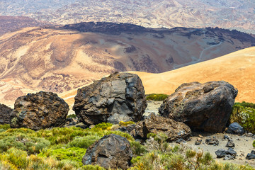Volcanic bombs on Montana Blanca, Teide National Park, Tenerife, Canary Islands, Spain