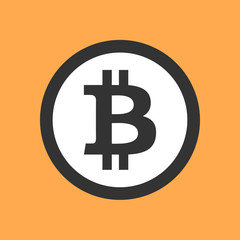 Bitcoin symbol in flat design. Vector illustration.