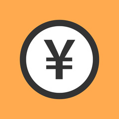 Japanese yen or chinese yuan symbol in flat design.