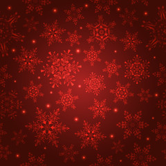 Fototapeta na wymiar red seamless pattern with snowflakes, vector eps 10
