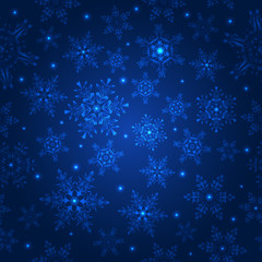 Blue seamless  pattern with snowflakes, vector eps 10