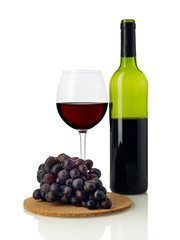 Red wine and grapes