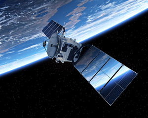 Naklejka premium Satelita krążący wokół Ziemi
