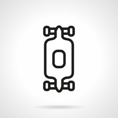 Black simple line longboard vector icon