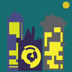 Flat city design urban landscape illustration