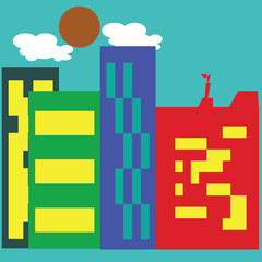 Naklejka premium Flat city design urban landscape illustration
