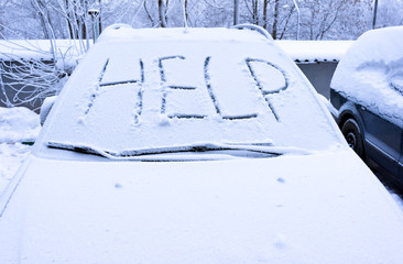 Word help on snow covered car