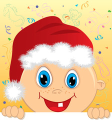Baby boy with santa's hat peaking