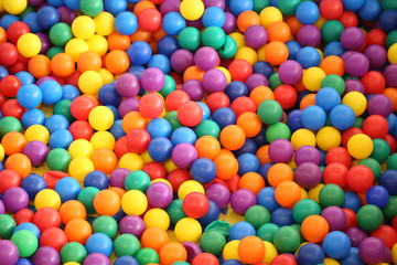 Multi colored bright plastic balls