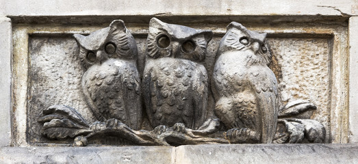 Bas-relief with owls