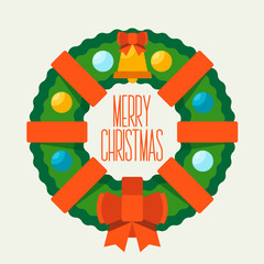 Merry Christmas and Happy new year. Label for Holiday, Invitations and Greeting Cards. Xmas Poster, Banner, Placard or Card Template. Winter Illustration.