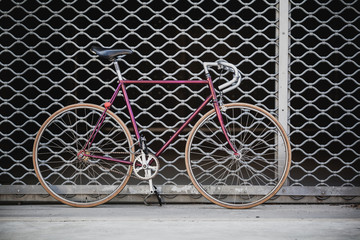City bicycle and garage door, vintage style