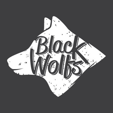 Vector white wolf hand drawn typography poster 