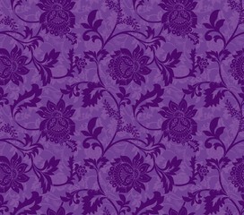 Purple Ornamental Flowers Seamless Pattern - 96044896