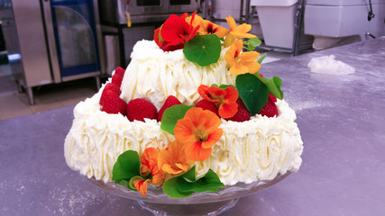 Cress flowers on a cake