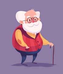 Funny old man character. Isolated vector illustration.