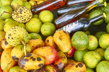 Frutas tropicales y miel