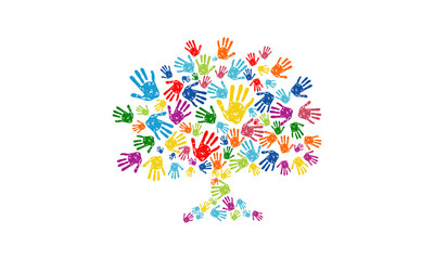 colorful tree hand logo, social community  vector logo design