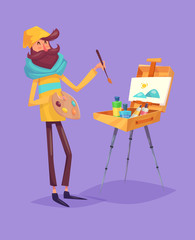Funny artist character. Isolated vector illustration.