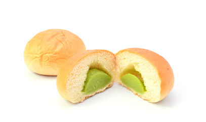 custard bread on white background