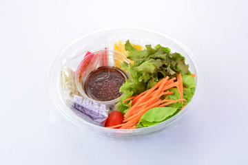 fresh vegetable and cereals salad on white background
