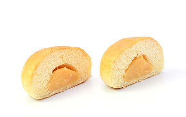 custard bread on white background