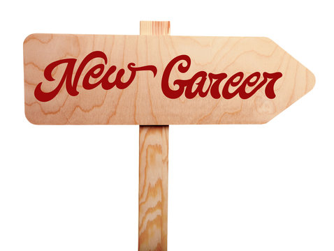 Dream job concept. Wooden sign arrow isolated on white