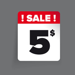 Sale label vector -  five usd