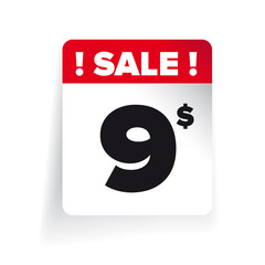 Sale label vector - nine usd