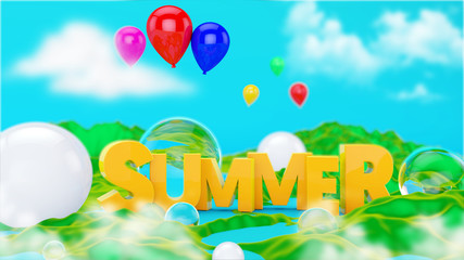 Summer Text 3D scene 