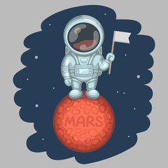 Obraz premium Astronaut on red planet Mars