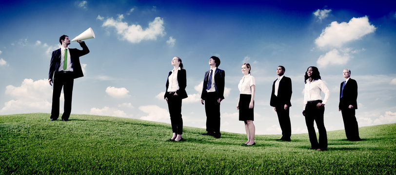 Business People Announcement Megaphone Team Concept