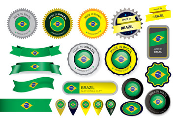 Made in Brazil Seal, Brazilian Flag (Vector Art)