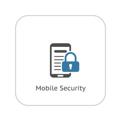 Mobile Security Icon. Flat Design.