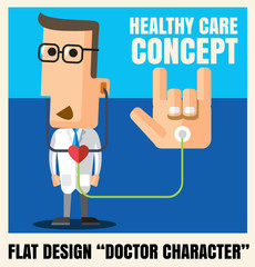 Medical doctor character flat design icon illustration vector fo