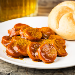 Currywurst - fried sausage with ketchup