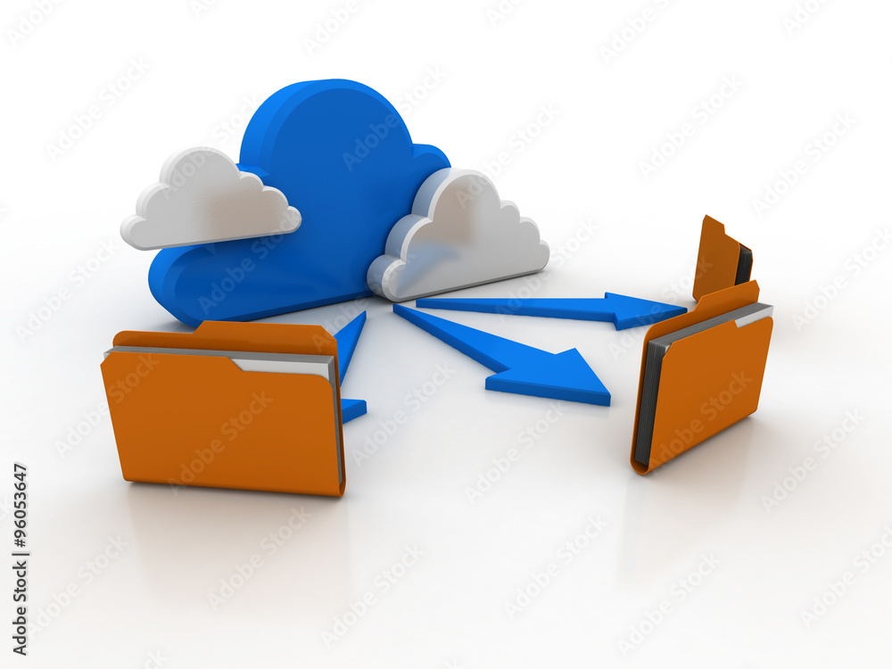 Poster 3d rendering cloud folder network