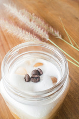 Fresh iced coffee with milk