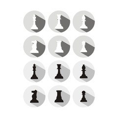 Chess Pieces Circle Design Icon With Shadow