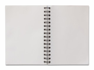 open spiral notebook isolated on white with clipping path