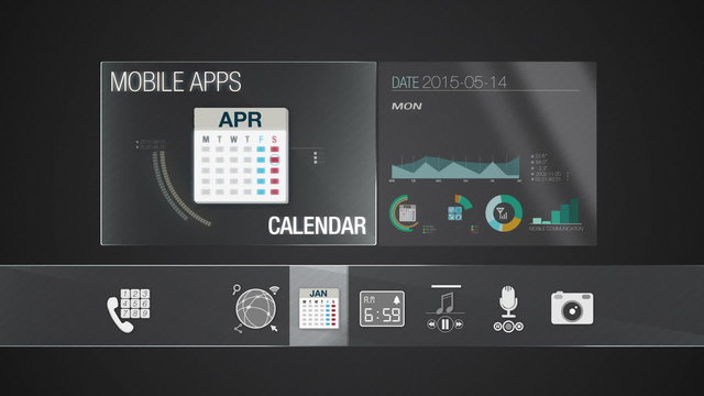 Calendar icon for mobile application contents.Various application function for smart device.Digital display application.(included Alpha)
