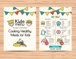 kids meal menu vector template ,Restaurant menu design