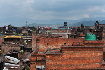 Fototapeta premium BHAKTAPUR,NEPAL-April 2015: view of town in Bhaktapur Durbar squ