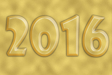 2016 on gold foil background texture