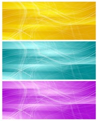 Bright banners with abstract chaotic wavy lines