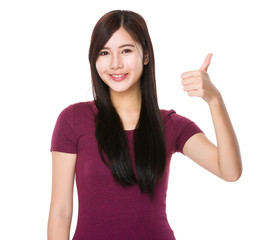 Young Woman showng thumb up gesture