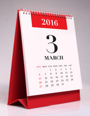 Simple desk calendar 2016 - March