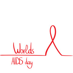 World AIDS Day Awareness Red Ribbon Concept Outline Minimal